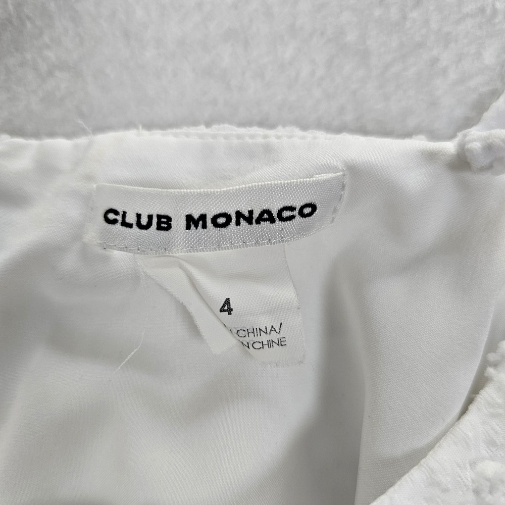 Club Monaco Womens White Clip Dot Spaghetti Strap Midi Dress Size 4 Scoop Neck